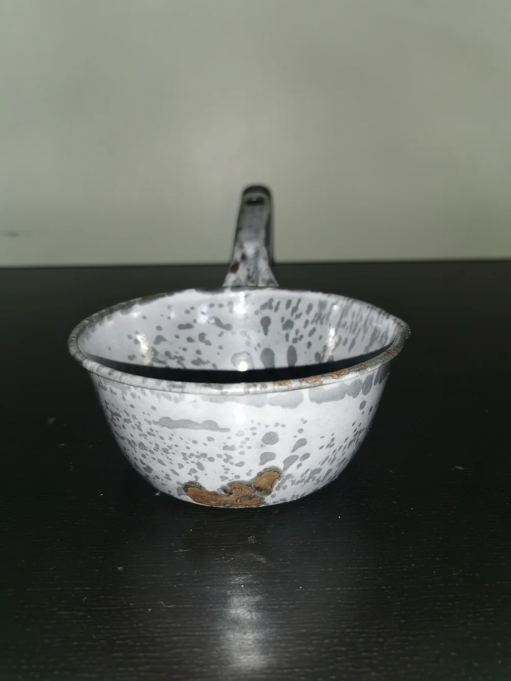 Antique Enamel Graniteware Blue Mottled Pan 8.5